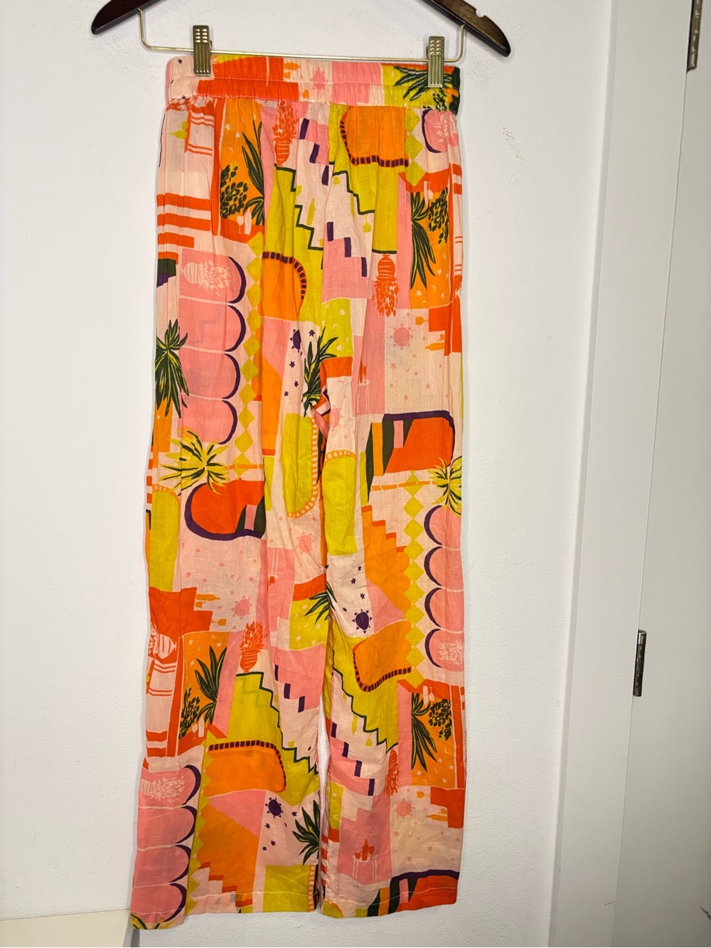 HAUTE HIPPIE NWOT LIGHTWEIGHT COTTON ECCLECTIC PRINT WIDE LEG PANTS SZ XS - Picture 4 of 7
